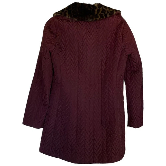 KATE SPADE New York Chevron Pattern Quilted Coat in Mulberry Size Small - Picture 2 of 6